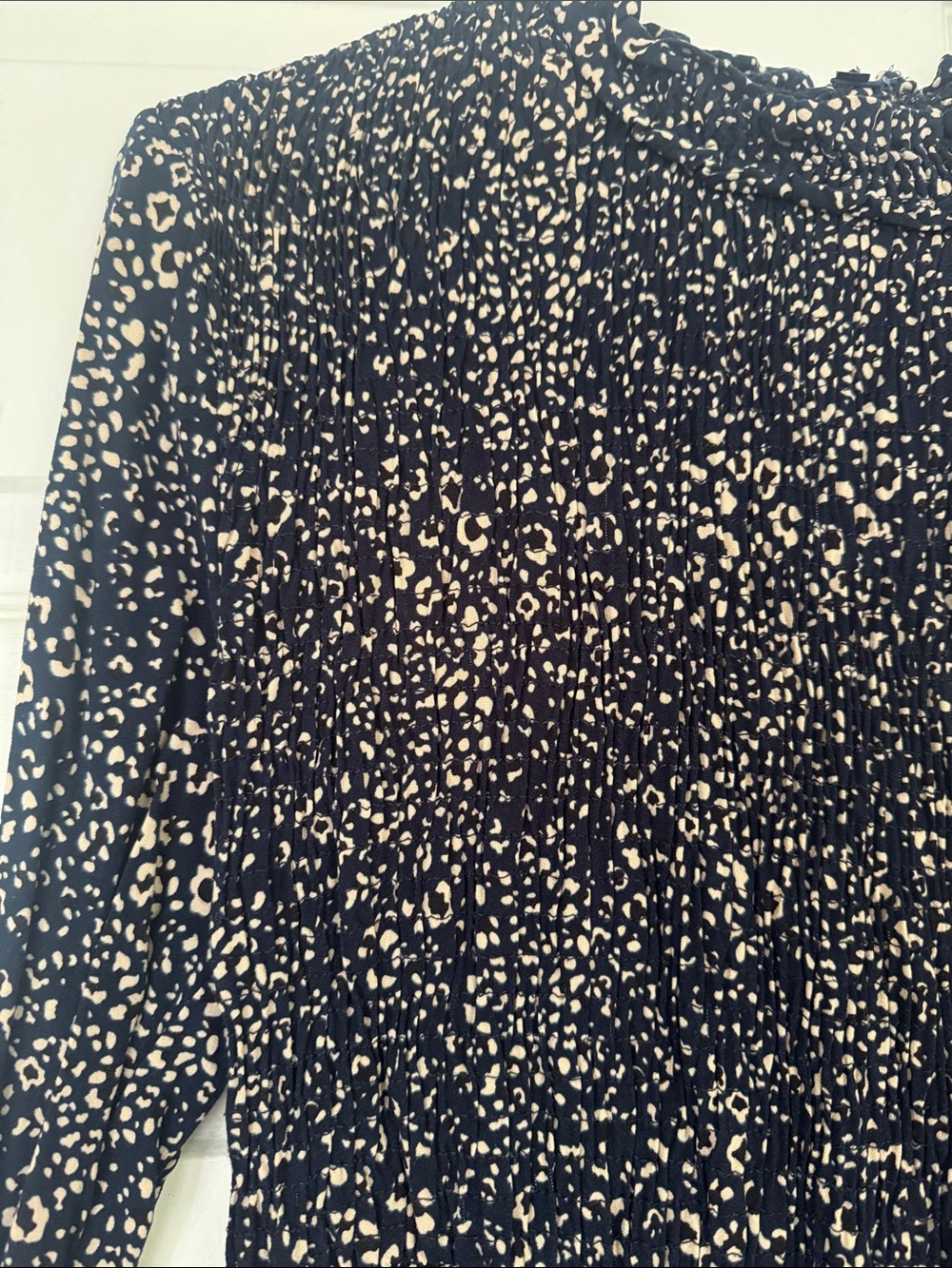 Zara Navy Rouched Mini Leopard Dress - Picture 2 of 5